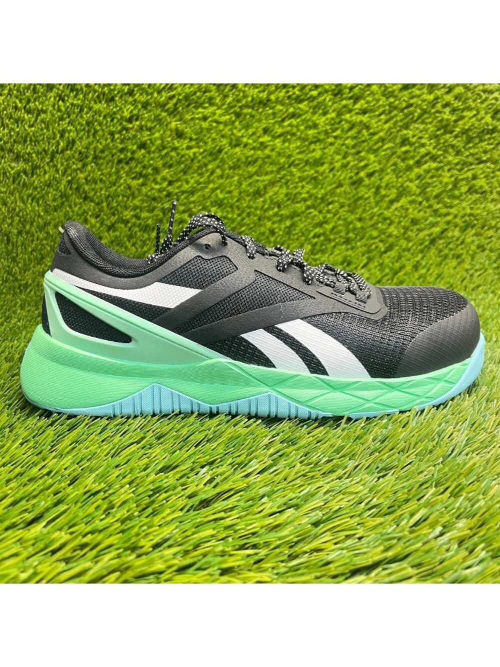 Reebok Nanoflex TR Womens Size 8 Black White Composite Toe Safety Work Shoes